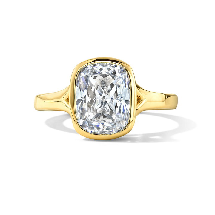 Split Bezel Solitaire Engagement Setting by Adorette In Yellow Gold 14K