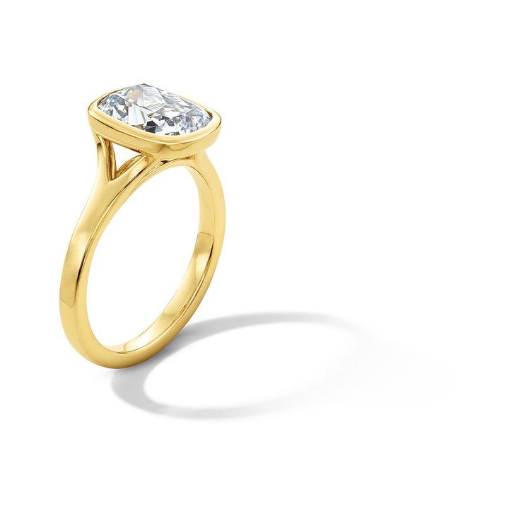 Split Bezel Solitaire Engagement Setting by Adorette In Yellow Gold 14K