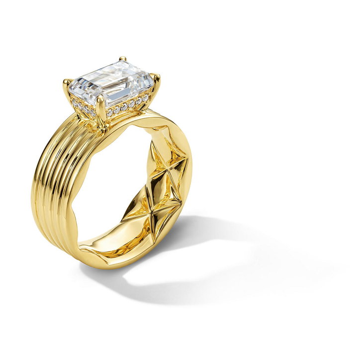 A. Jaffe Coil Effect Wide Diamond Engagement Setting In Yellow Gold 14K