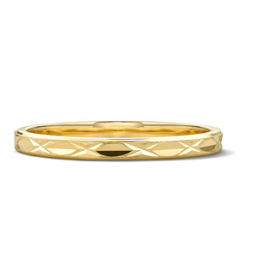 Crosshatch 2mm Gold Wedding Band In Yellow Gold 14K