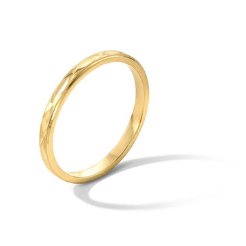 Crosshatch 2mm Gold Wedding Band In Yellow Gold 14K