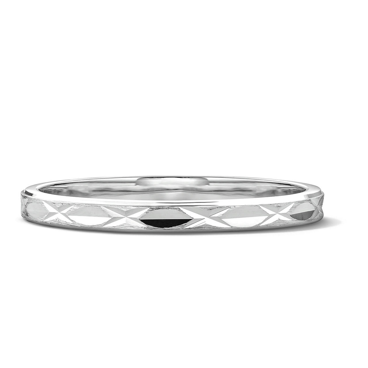 Crosshatch 2mm Gold Wedding Band In White Gold 14K 0