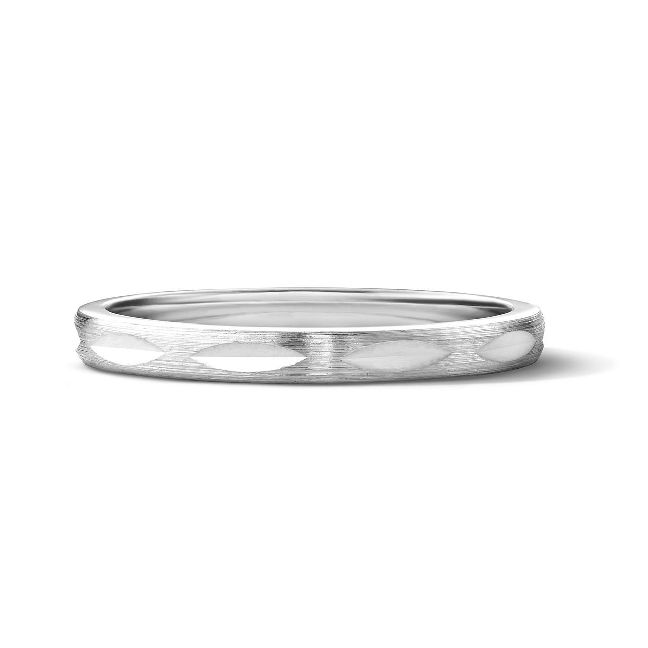 Faceted 2mm Gold Wedding Band In White Gold 14K 0