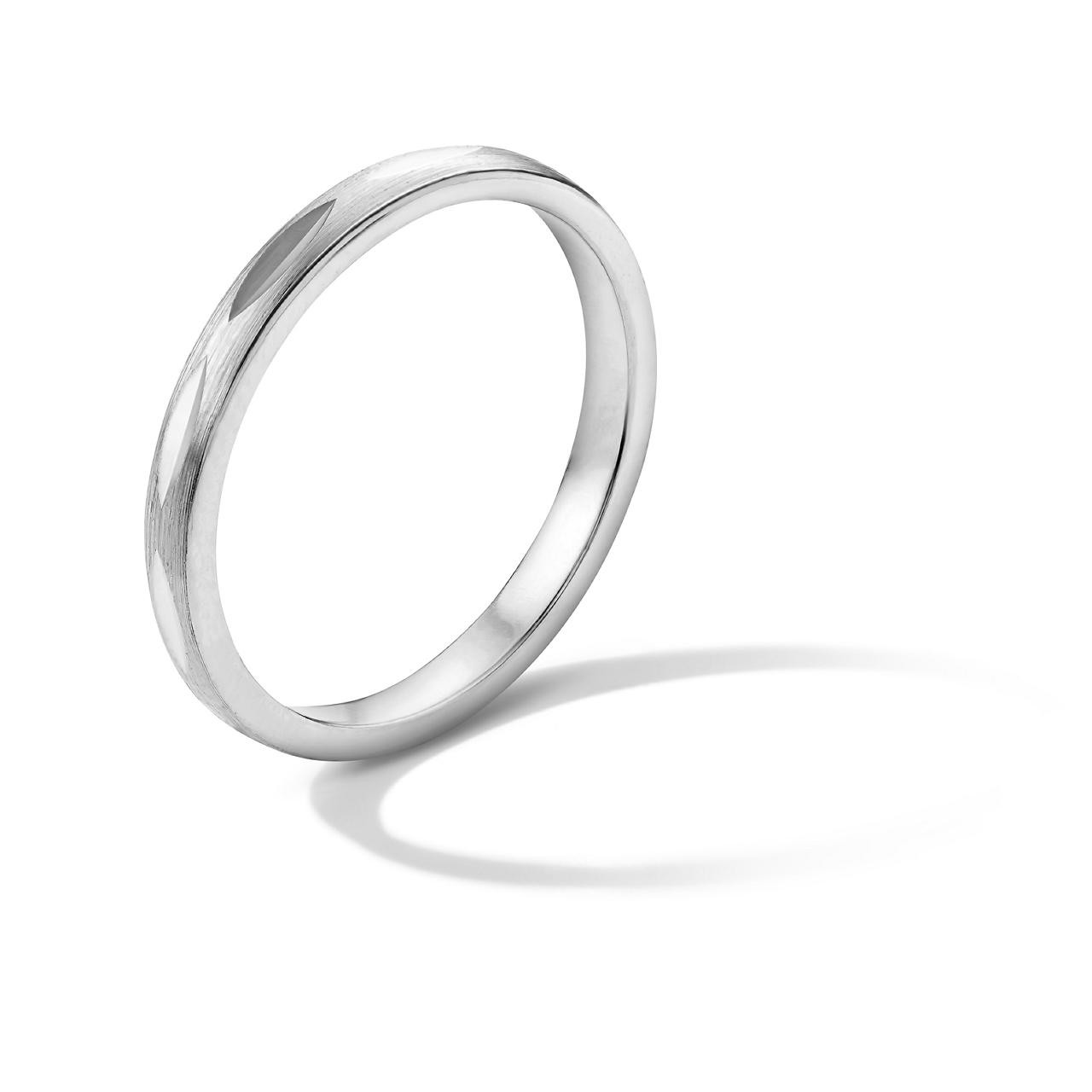 Faceted 2mm Gold Wedding Band In White Gold 14K 1