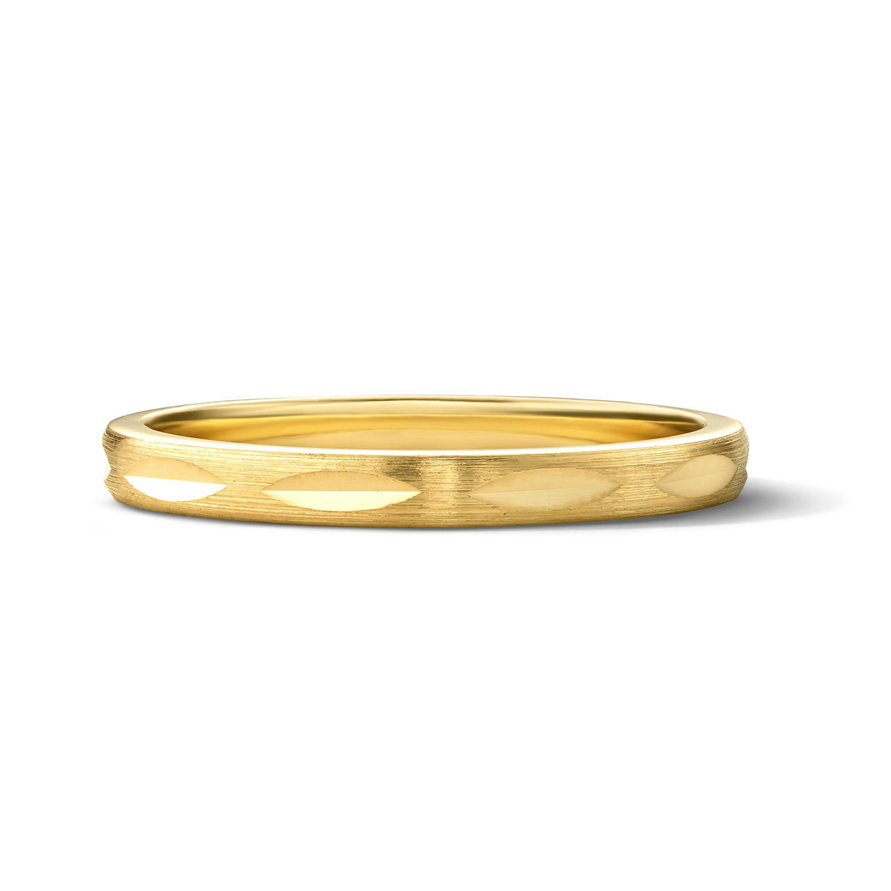 Faceted 2mm Gold Wedding Band