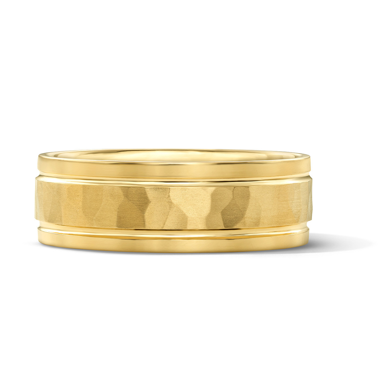 Hammered High Polished Edge 7mm Wedding Band 0
