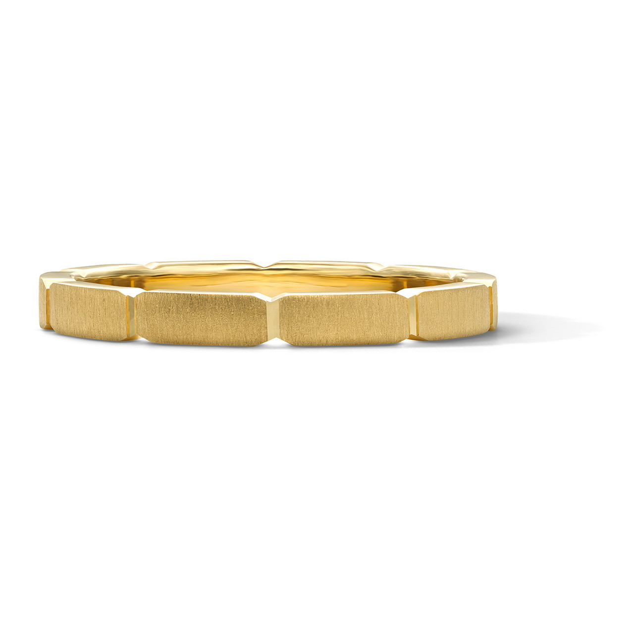 Brushed Segmented Polished Edge 2mm Gold Wedding Band 0