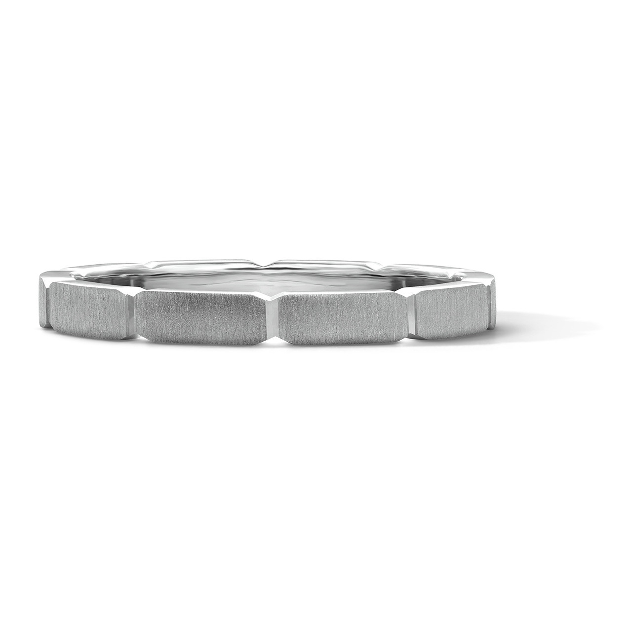 Brushed Segmented Polished Edge 2mm Gold Wedding Band In White Gold 14K 0