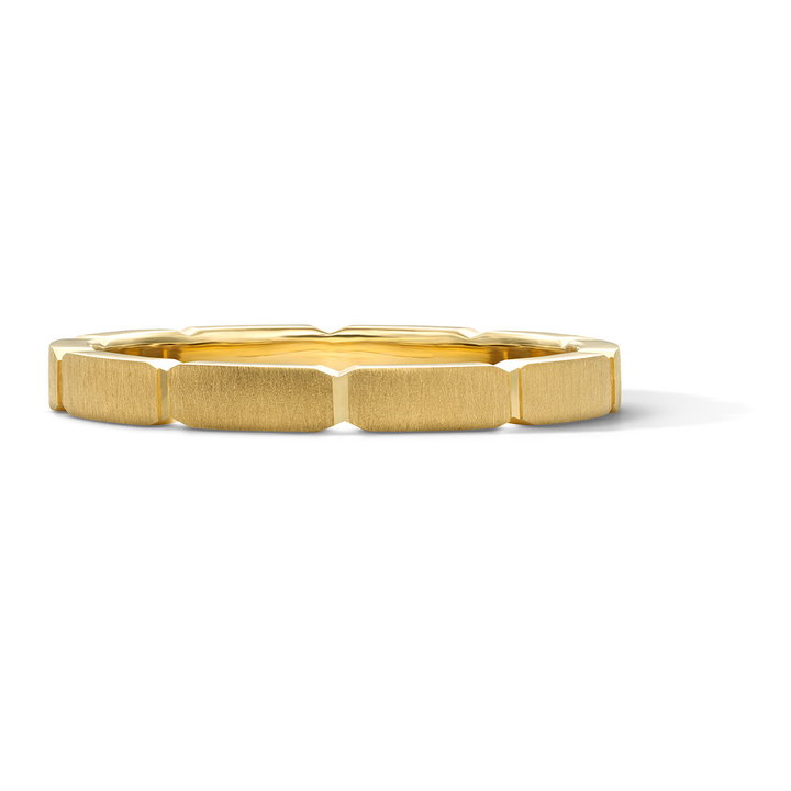 Brushed Segmented Polished Edge 2mm Gold Wedding Band In Yellow Gold 14K