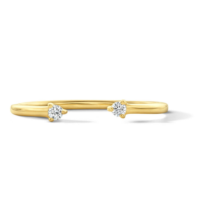 Three Prong Open Diamond Gold Wedding Band In Yellow Gold 14K