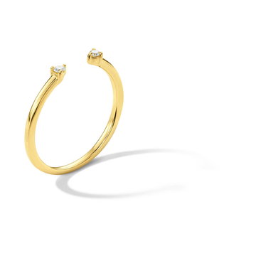 Three Prong Open Diamond Gold Wedding Band In Yellow Gold 14K