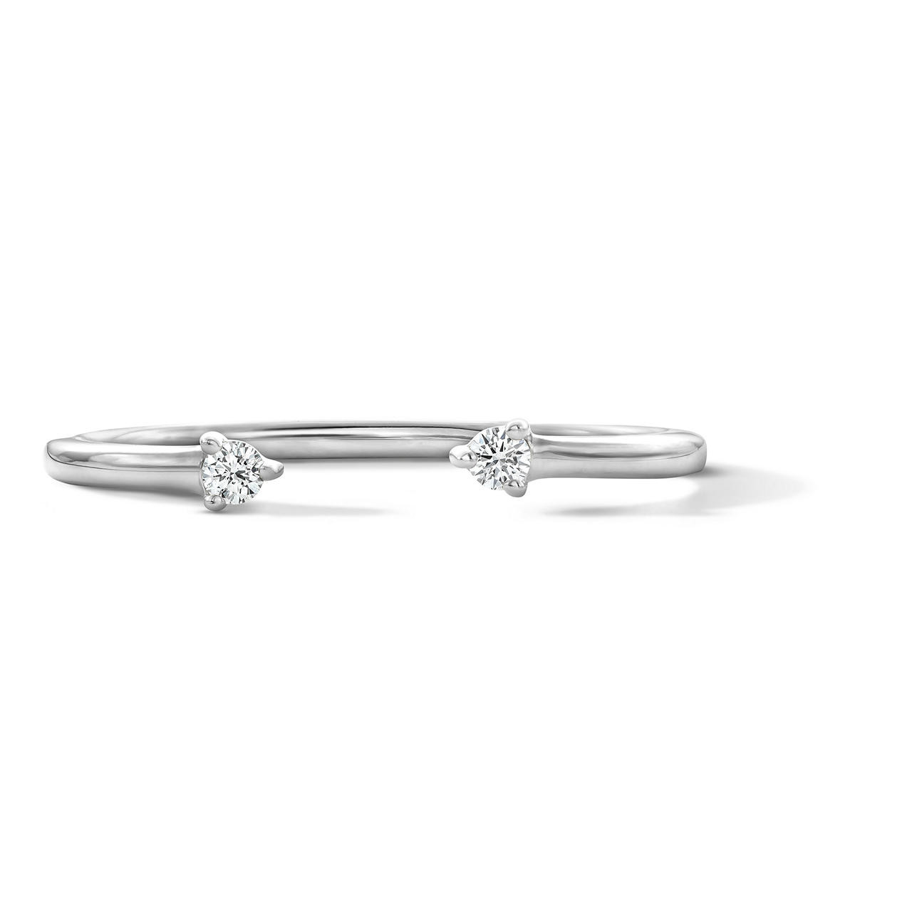 Three Prong Open Diamond Gold Wedding Band In White Gold 14K 0