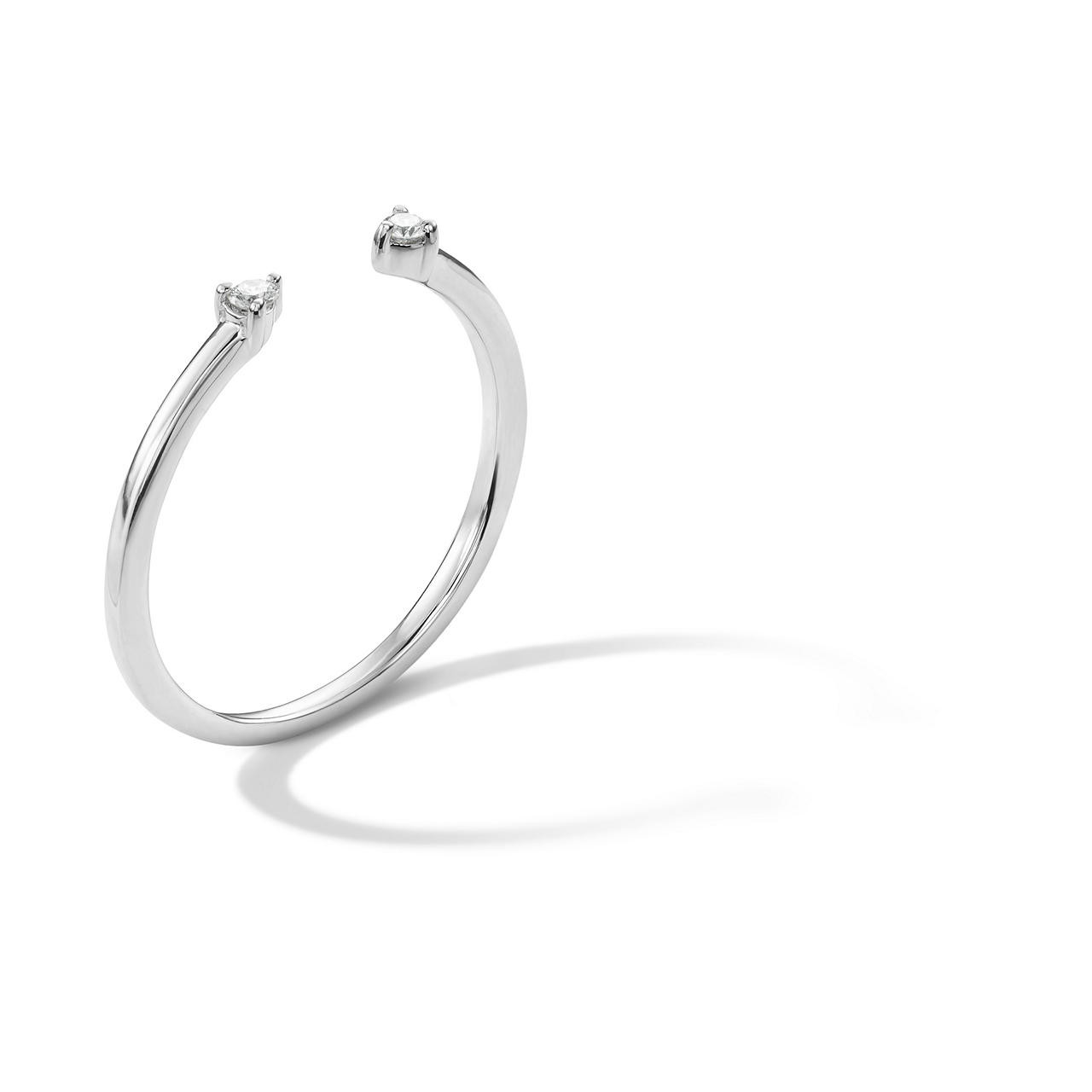 Three Prong Open Diamond Gold Wedding Band In White Gold 14K 1