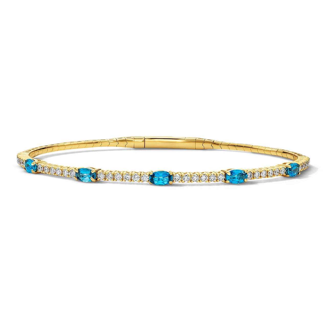 Diamond and London Blue Topaz Flexible Bangle Bracelet 0