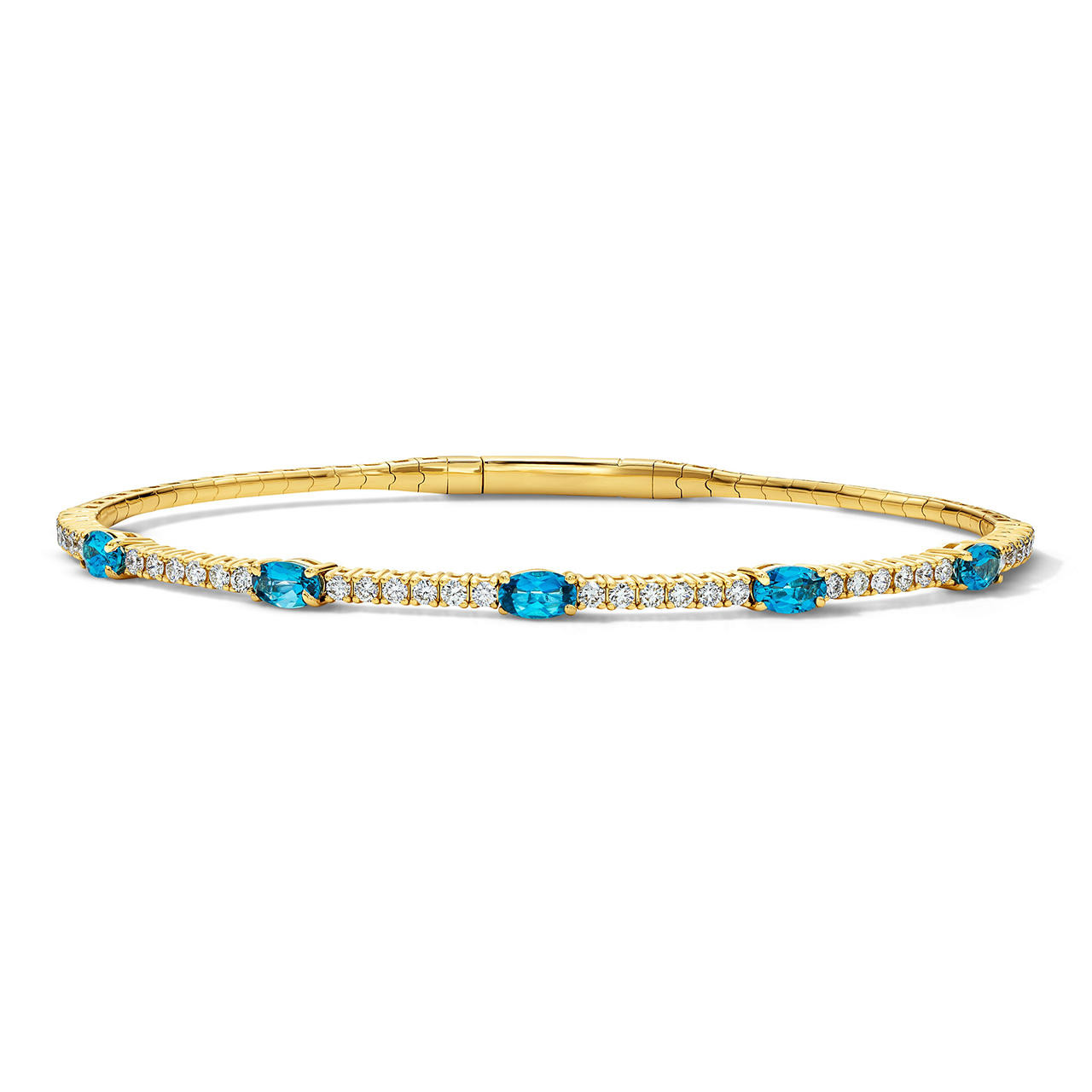 Diamond and London Blue Topaz Flexible Bangle Bracelet 0