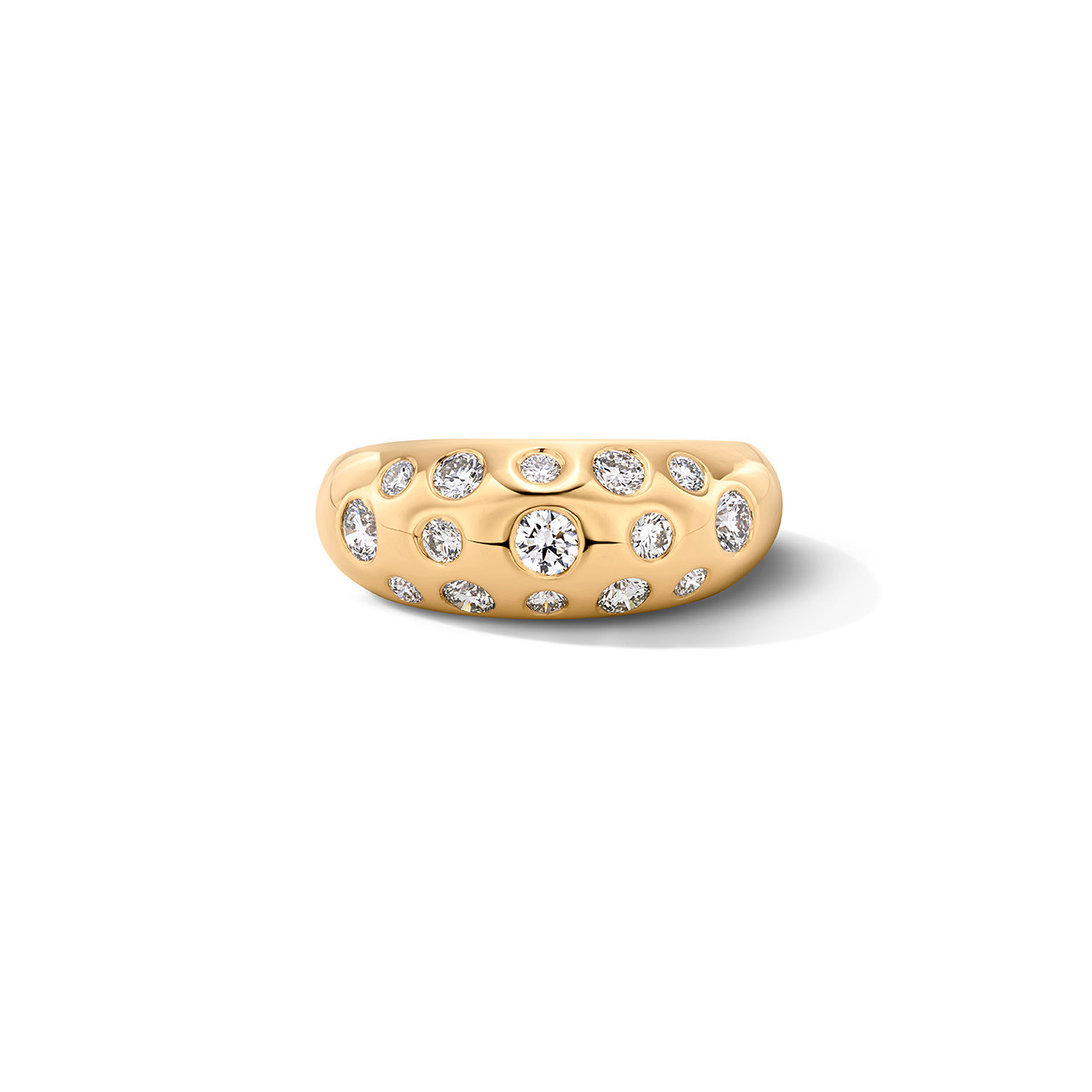 Scattered Diamond Gold Dome Ring