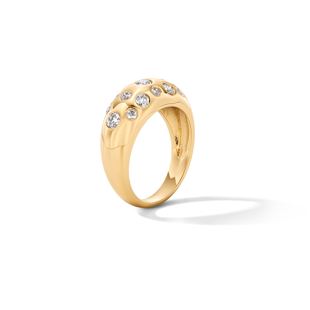 Scattered Diamond Gold Dome Ring