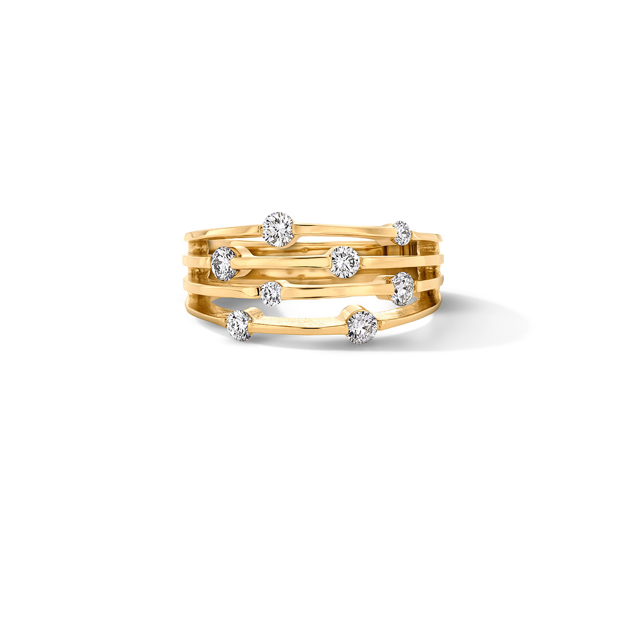 Four Row Scattered Diamond Ring