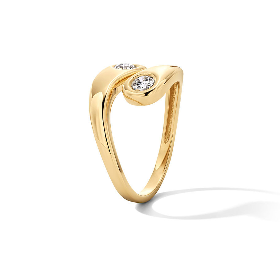 Diamond Bezel Open Bypass Ring