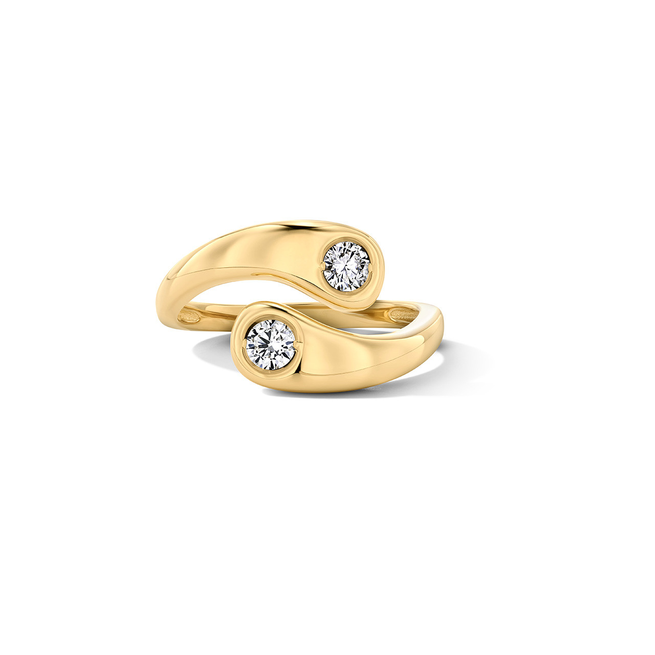 Diamond Bezel Open Bypass Ring