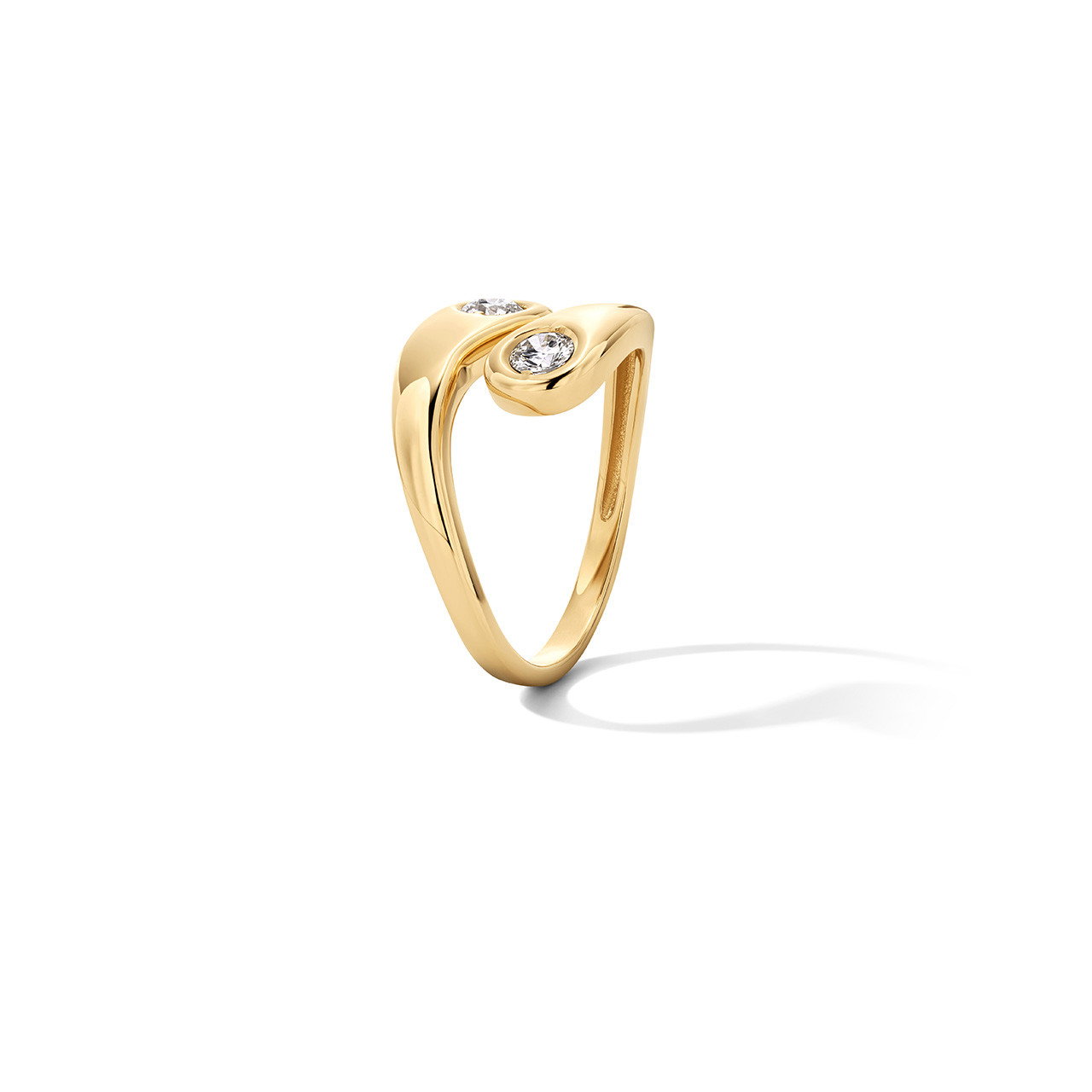 Diamond Bezel Open Bypass Ring