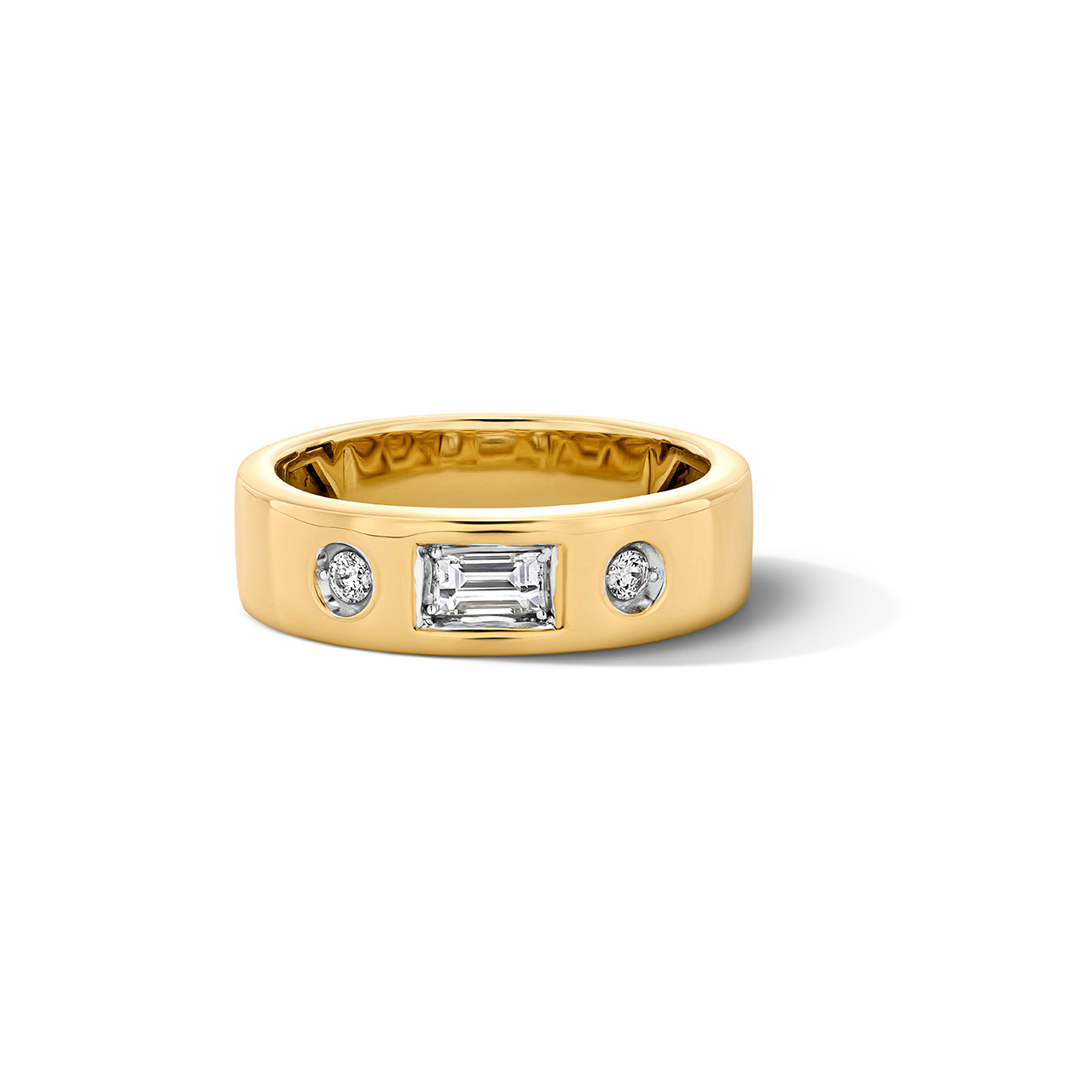 Three Diamond Bezel Gold Band