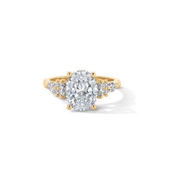 Mixed Side Diamond Cathedral Engagement Setting In Yellow Gold 14K