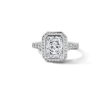 Diamond Halo Double Bezel Engagement Setting In White Gold 14K