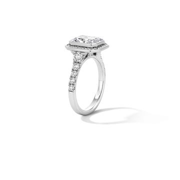 Diamond Halo Double Bezel Engagement Setting In White Gold 14K
