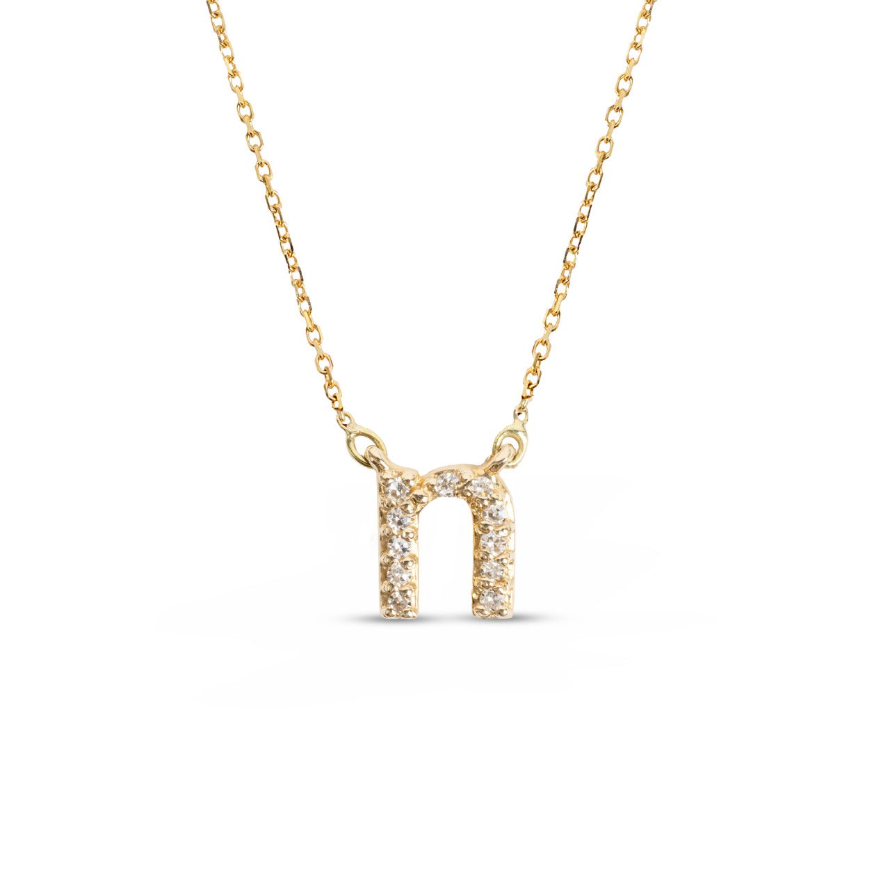 Diamond Lowercase Initial "n" Pendant Necklace