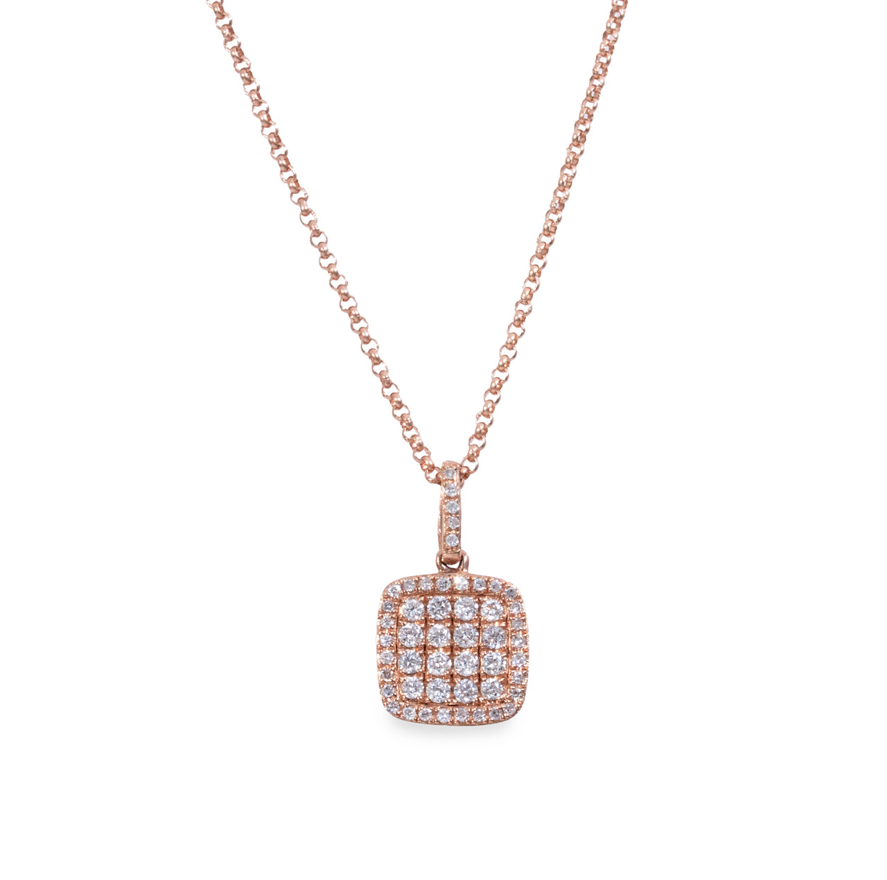 Cushion Shape Pave Diamond Pendant Necklace