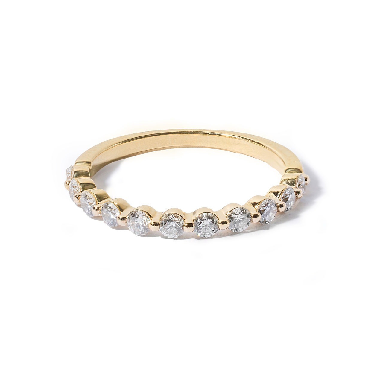Yellow Gold Single Prong Diamond Wedding Band (0.70tw)