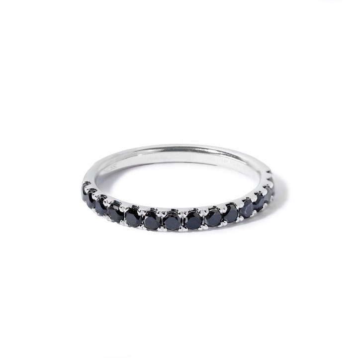 Black Diamond Wedding Band (1.06tw) In Solid 14K White Gold