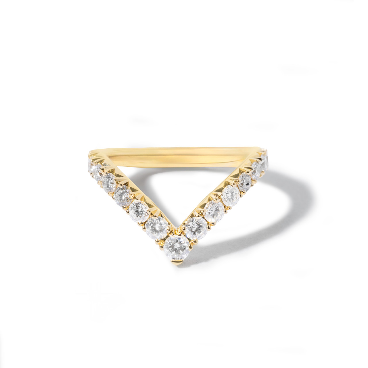 Yellow Gold "V" Diamond Wedding Band (0.45tw)