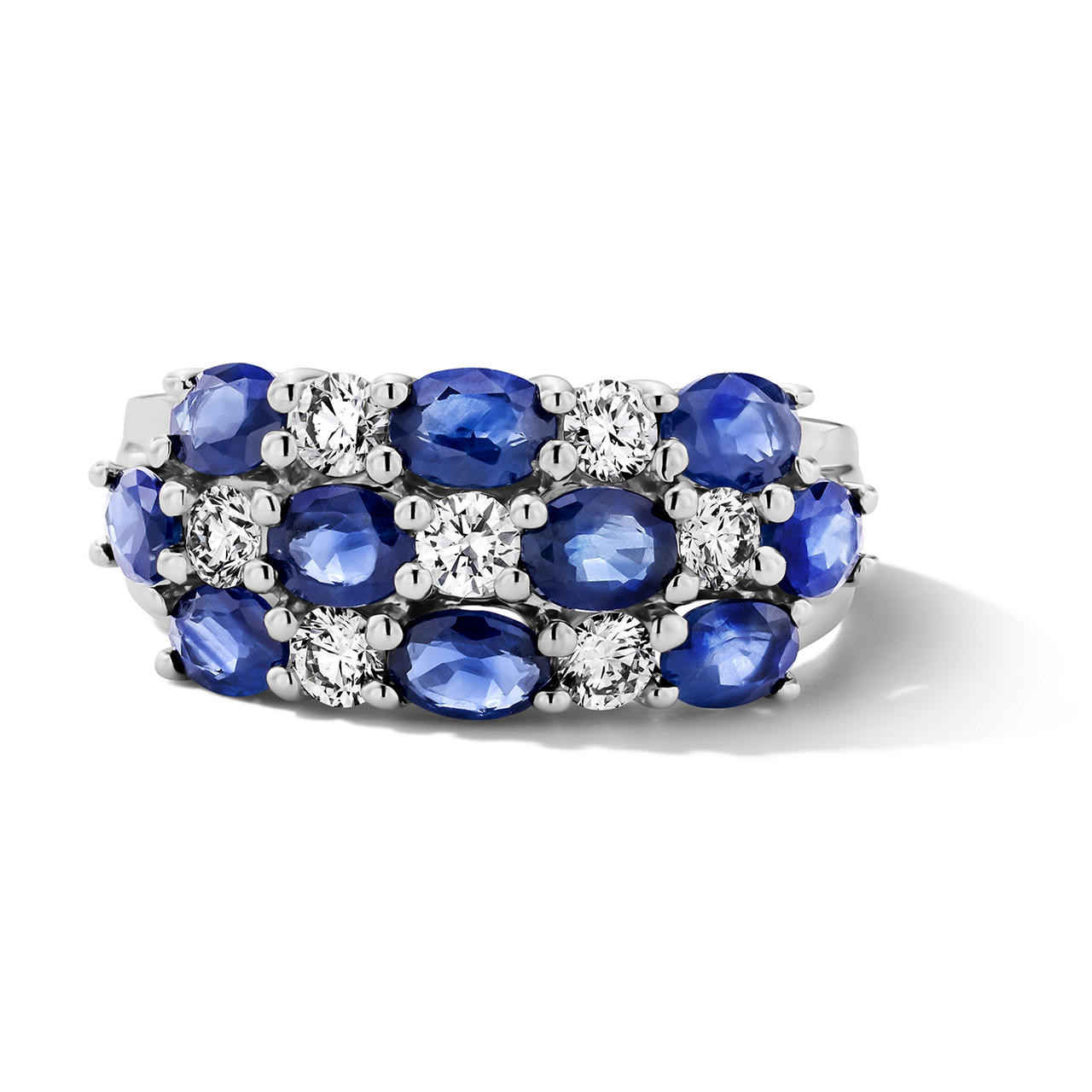 Multi-Row Blue Sapphire Diamond Ring 0
