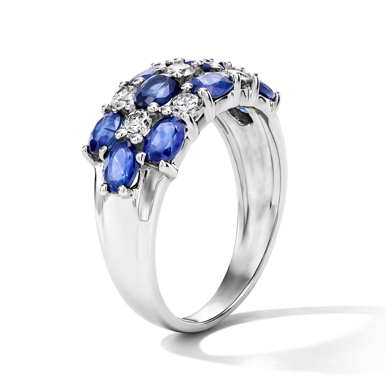 Multi-Row Blue Sapphire Diamond Ring 1