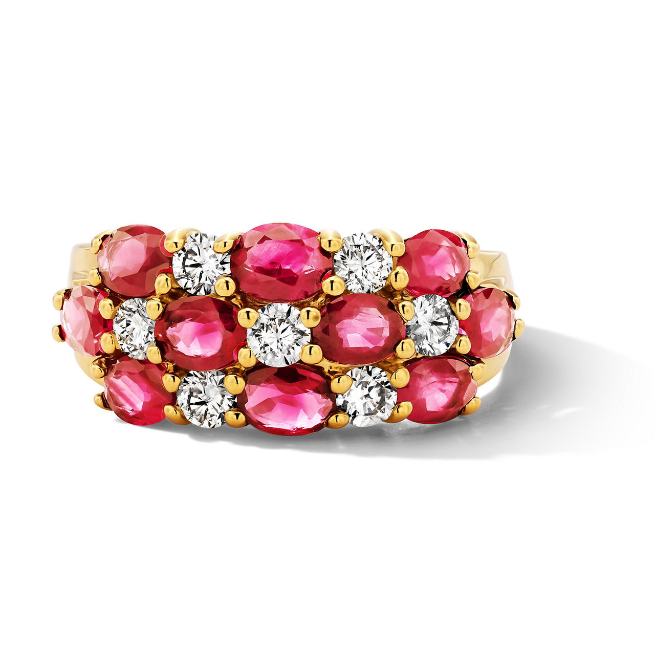 Multi-Row Ruby Diamond Ring