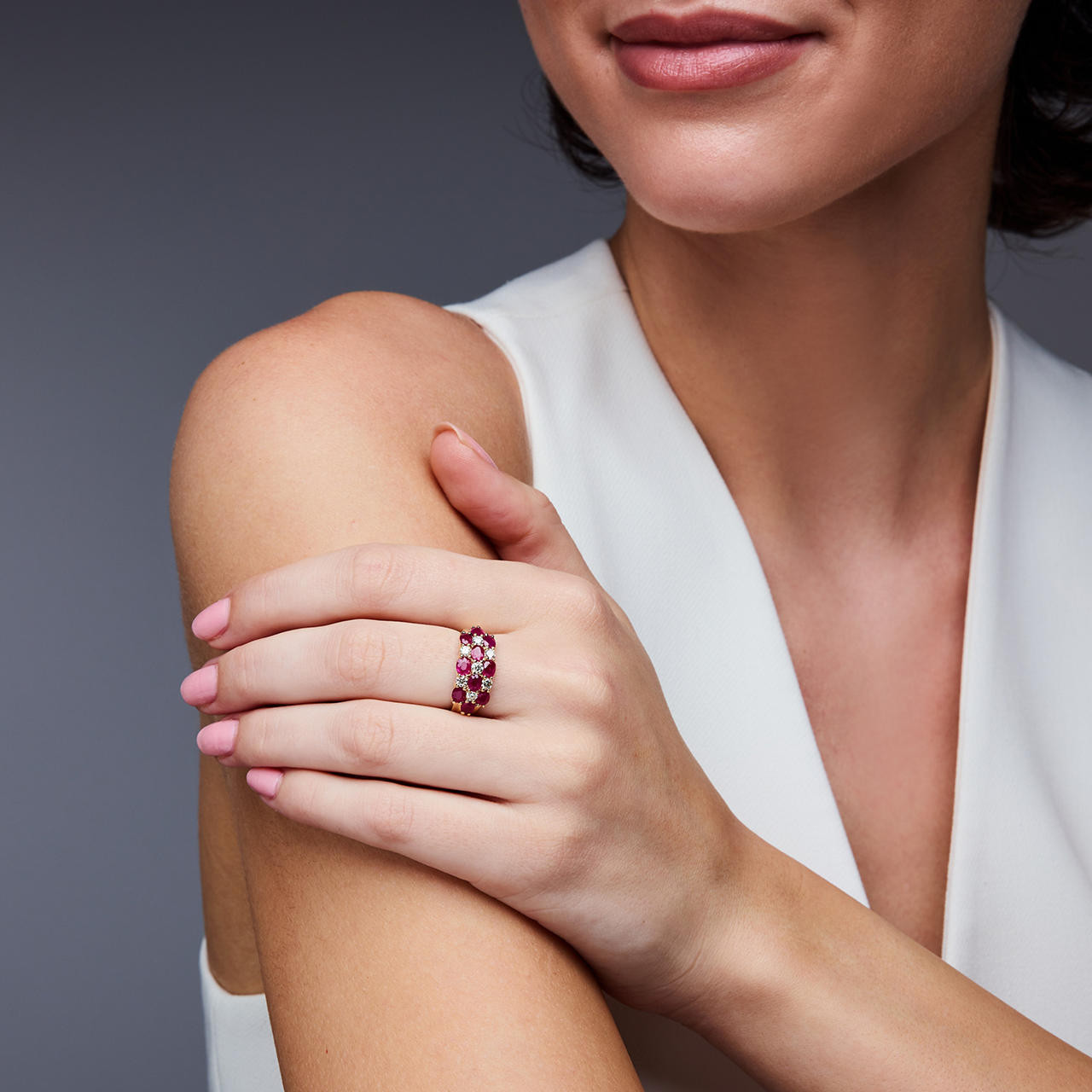 Multi-Row Ruby Diamond Ring
