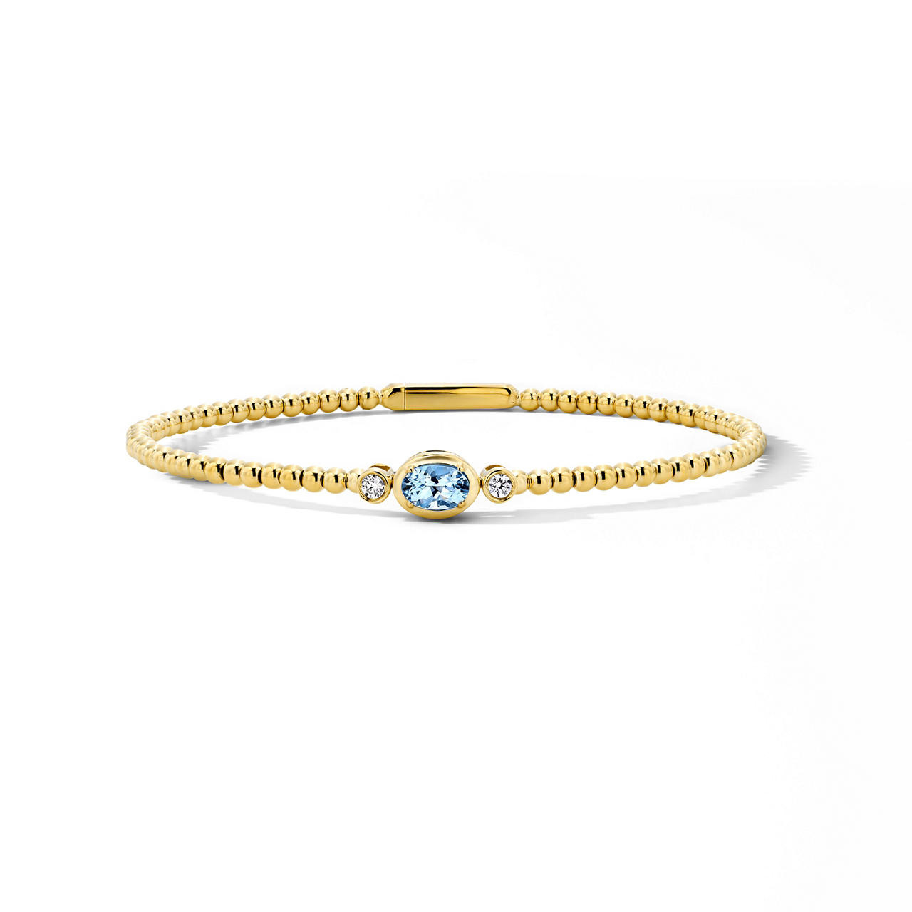 Aquamarine Flexible Gold Beaded Bracelet 0