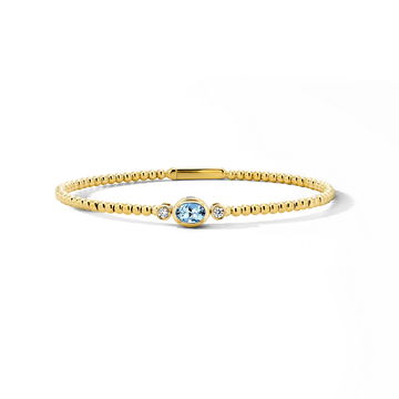 Aquamarine Flexible Gold Beaded Bracelet In Yellow Gold 14K