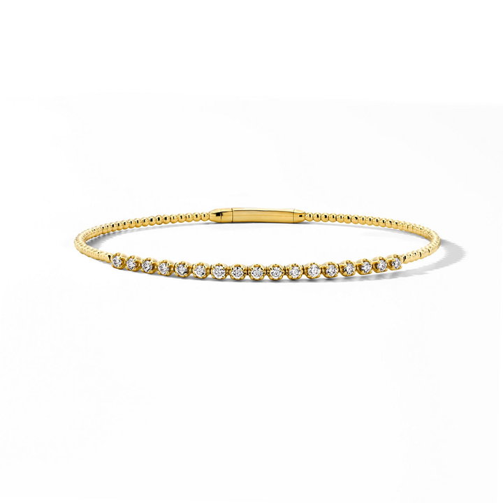 Diamond Flexible Gold Beaded Bracelet In Yellow Gold 14K