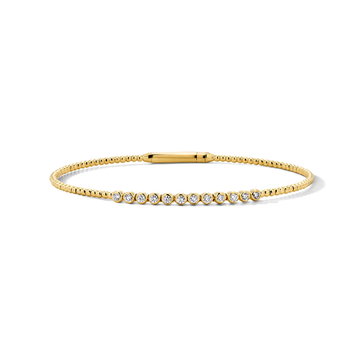 Diamond Bezel Flexible Gold Beaded Bracelet In Yellow Gold 14K