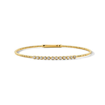 Diamond Bezel Flexible Gold Beaded Bracelet In Yellow Gold 14K