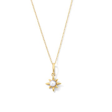 Freshwater Pearl Star Pendant Necklace In Yellow Gold 14K