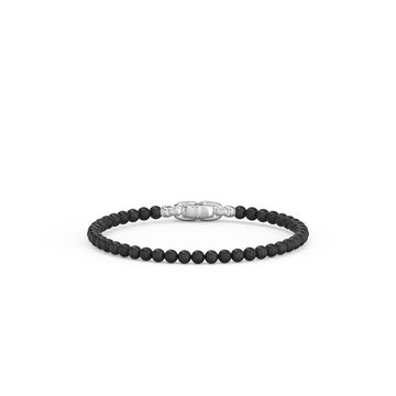 Black Onyx Beaded Bracelet In Sterling Silver