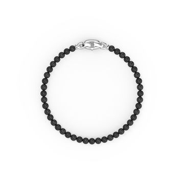 Black Onyx Beaded Bracelet In Sterling Silver