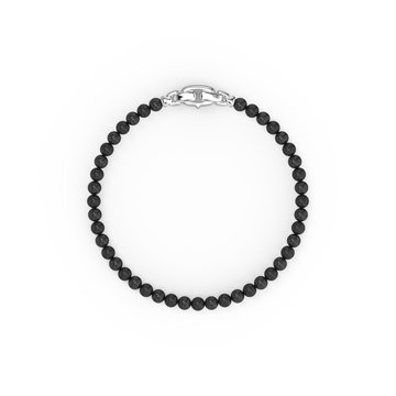 Black Onyx Beaded Bracelet In Sterling Silver