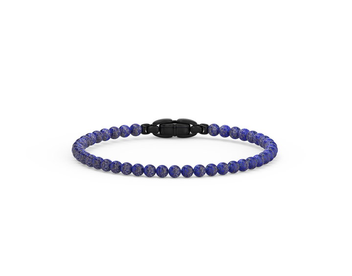 Lapis Lazuli Beaded Bracelet In Sterling Silver