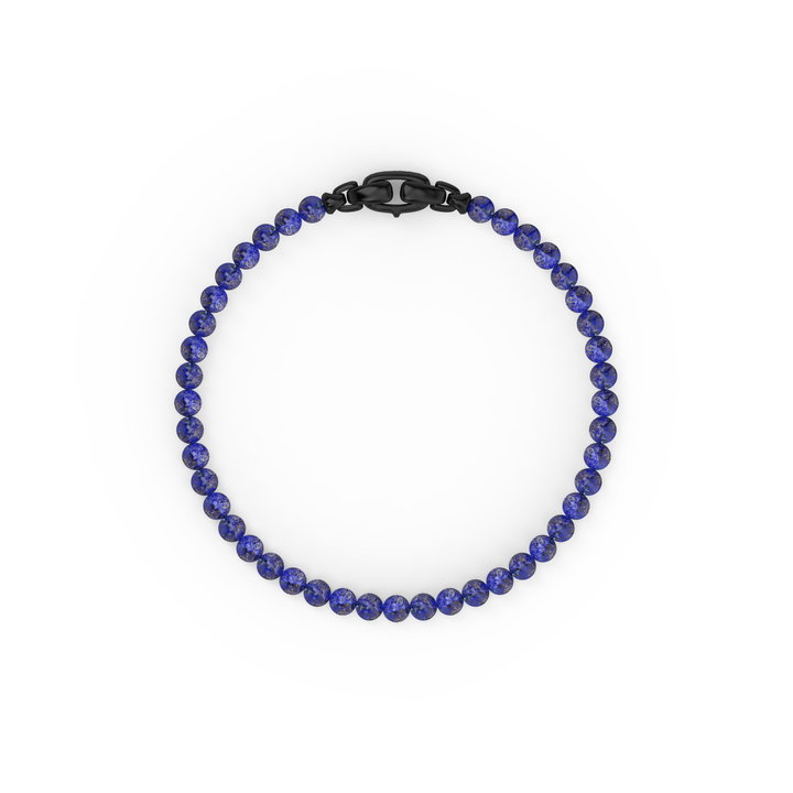 Lapis Lazuli Beaded Bracelet In Sterling Silver