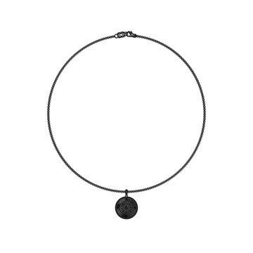 Black Ruthenium Compass Pendant Necklace In Sterling Silver